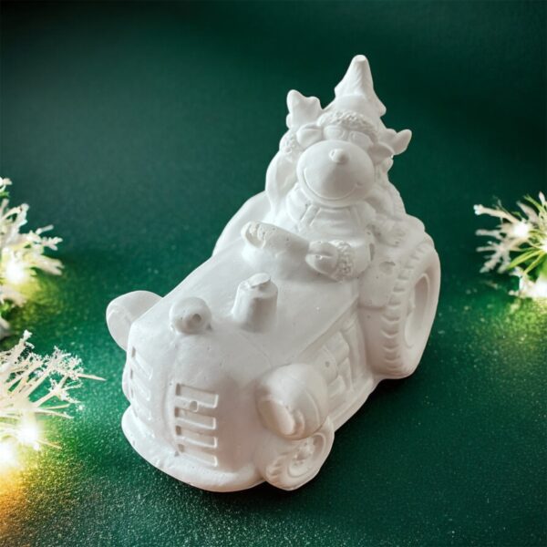 Reindeer Driving a Tractor